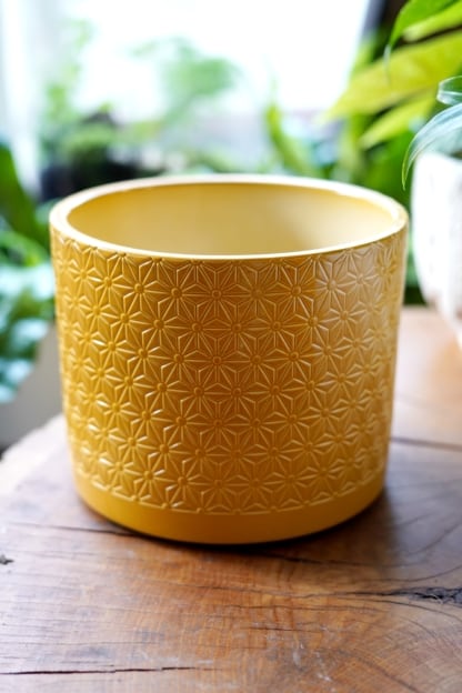 Osłonka ceramiczna żółta retro 'Curry' 17 cm