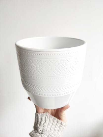 Osłonka ceramiczna biała AZTEC 15 cm